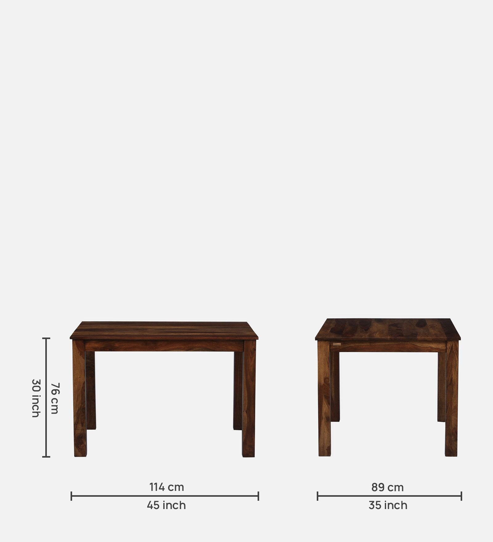 Saho Solid Wood 4 Seater Dining Table In Walnut Finish By Rajwada - Rajwada Furnish