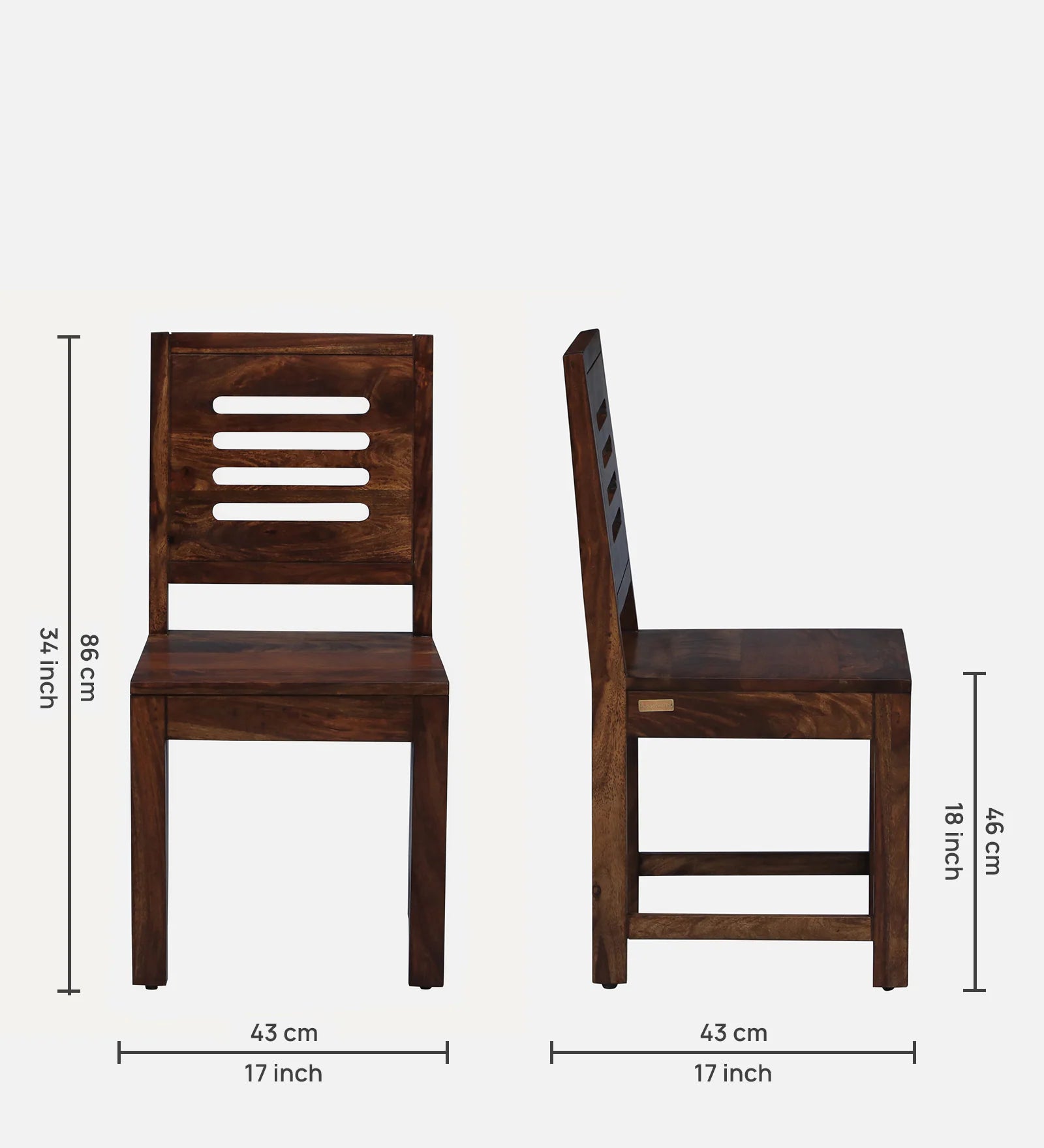 Saho Solid Wood Dining Chair (Set Of 2) In Walnut Finish By Rajwada - Rajwada Furnish