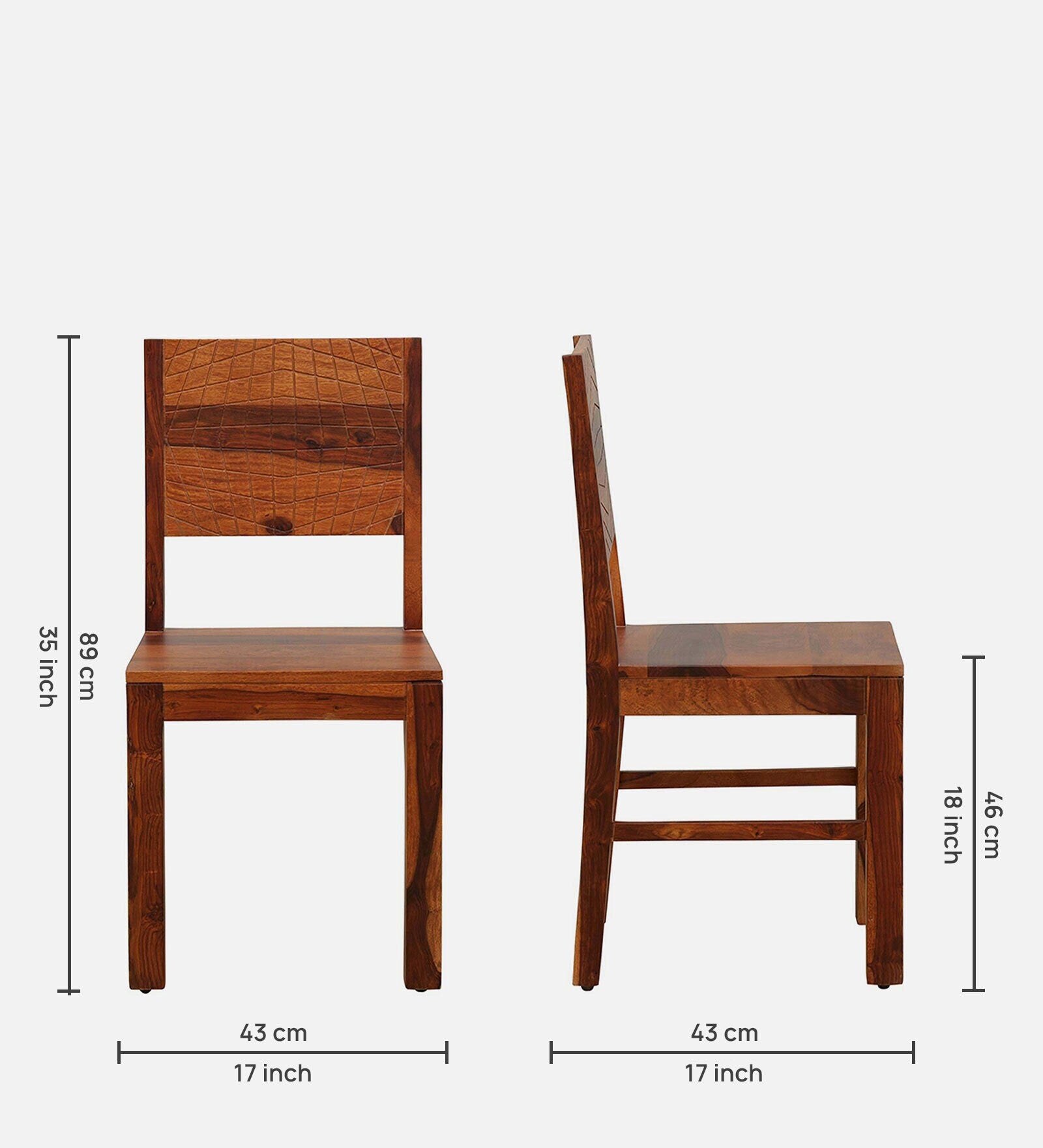 Harmonia Solid Wood Dining Chairs (Set Of 2) In Honey Oak Finish By Rajwada - Rajwada Furnish