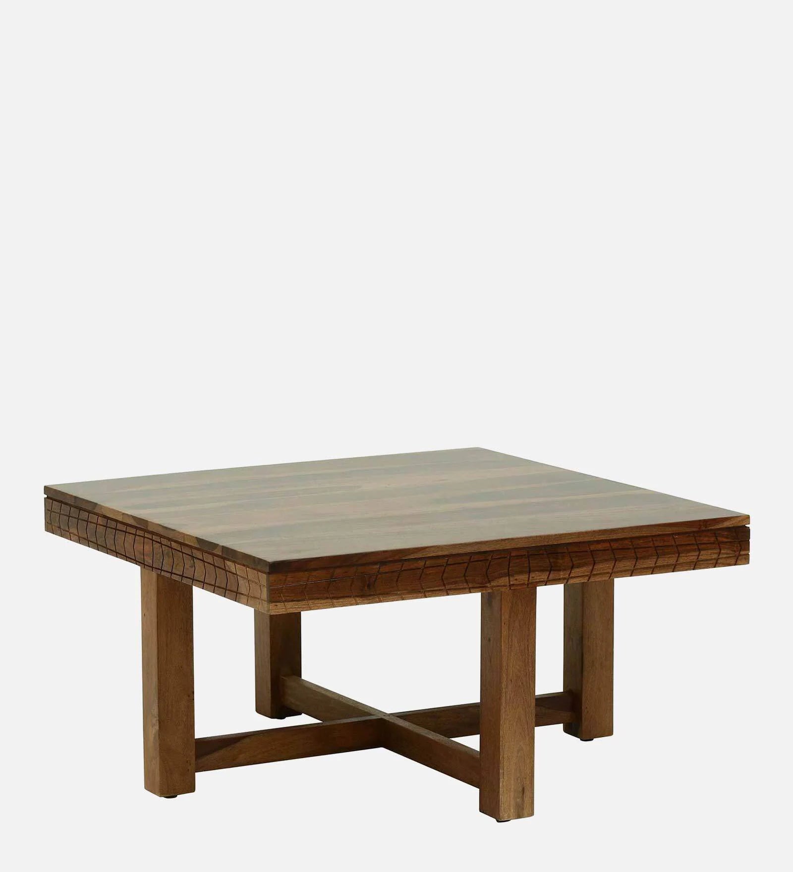 Harmonia Solid Wood Nesting Coffee Table Set In Rustic Teak Finish By Rajwada - Rajwada Furnish