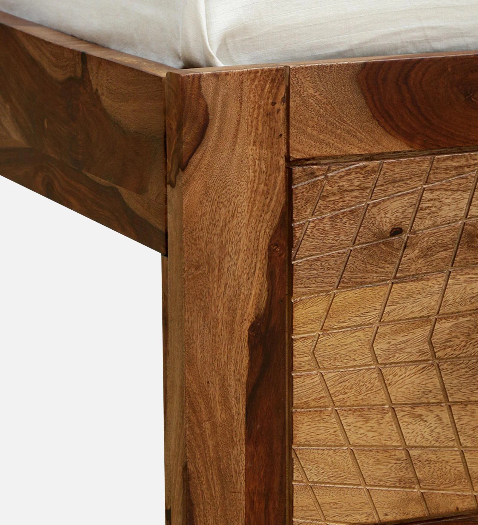 Harmonia Solid Wood Single Bed In Rustic Teak Finish By Rajwada - Rajwada Furnish