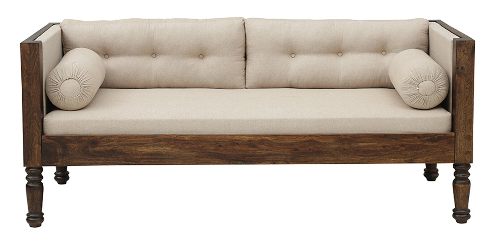 Penza Solid Wood 3 Seater Sofa In Provincial Teak Finish By Rajwada - Rajwada Furnish