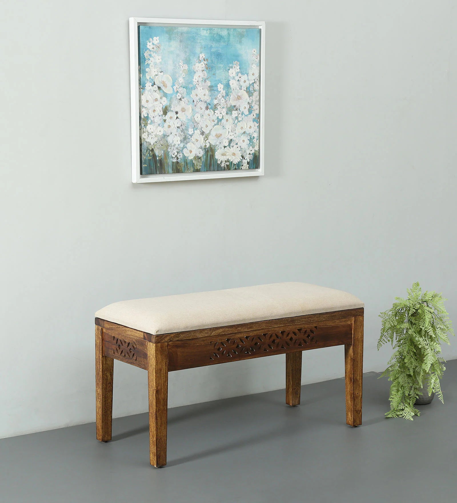 Penza Solid Wood Bench In Provincial Teak Finish By Rajwada - Rajwada Furnish