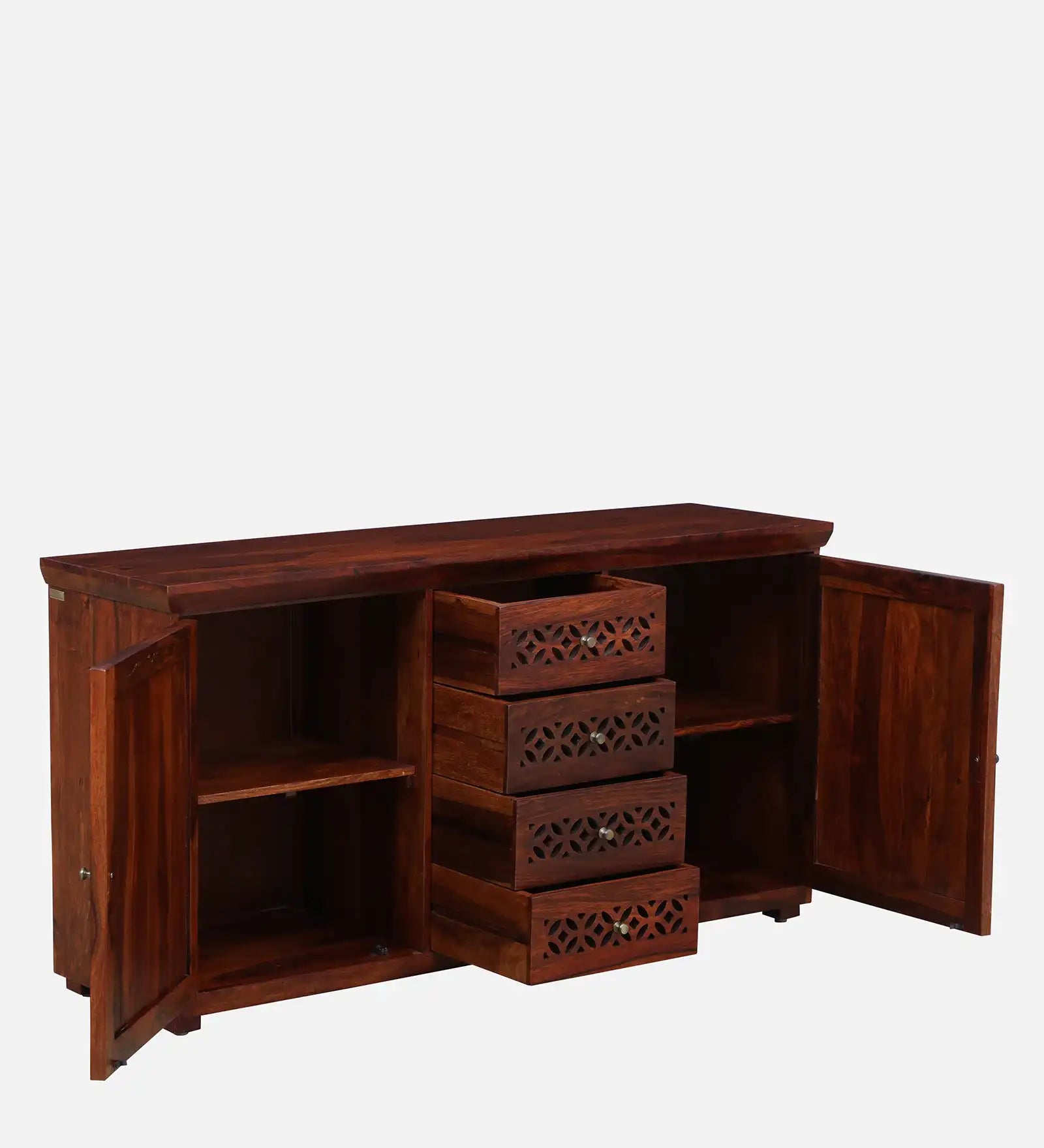 Penza Solid Wood Sideboard In Honey Oak Finish By Rajwada