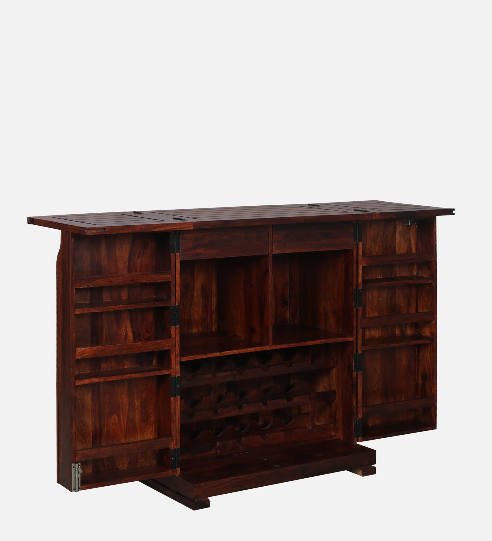 Moscow Solid Wood Bar Cabinet In Honey Oak Finish By Rajwada - Rajwada Furnish