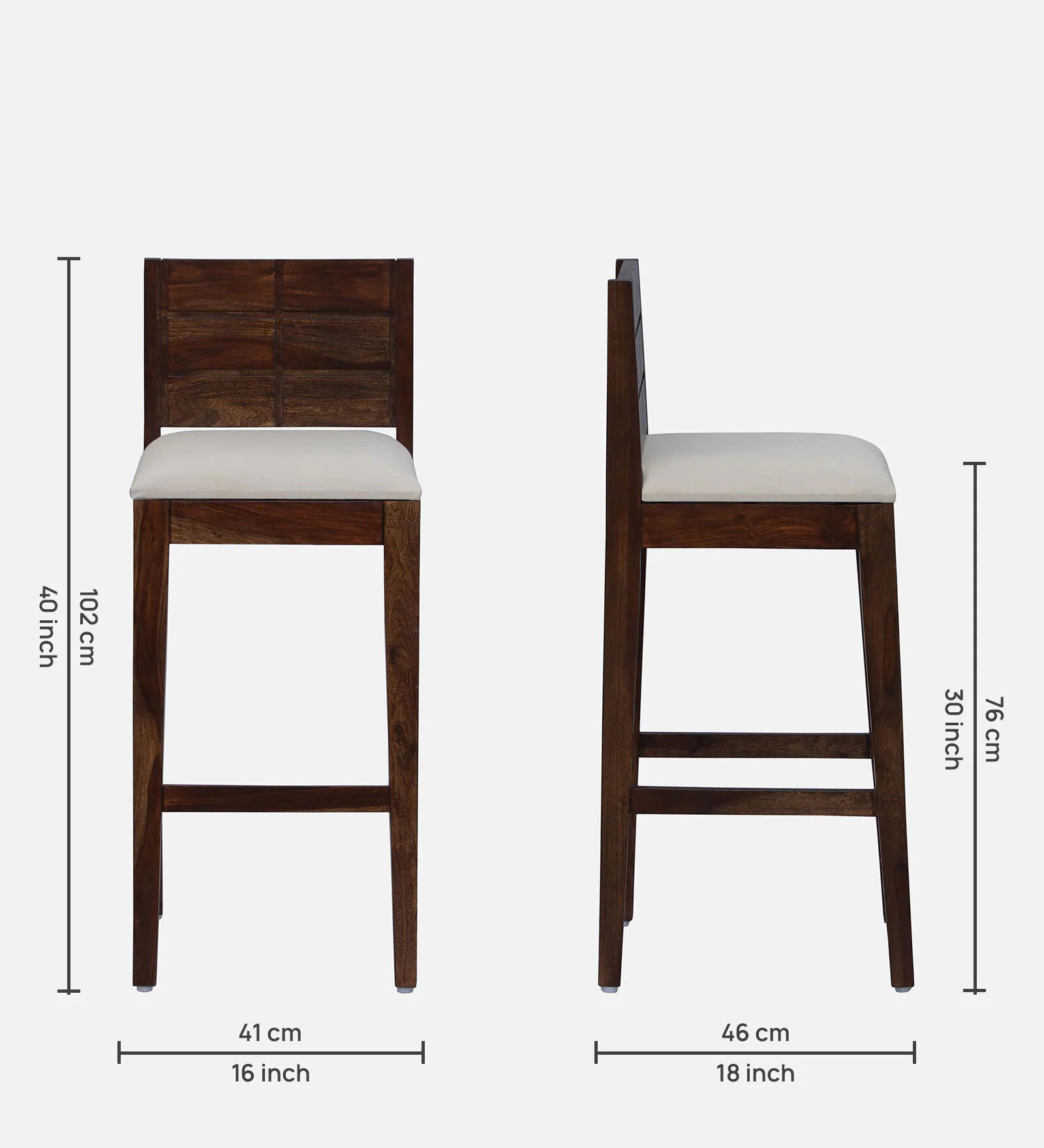 Moscow Solid Wood Cushioned Bar Chair in Provincial Teak Finish by Rajwada - Rajwada Furnish