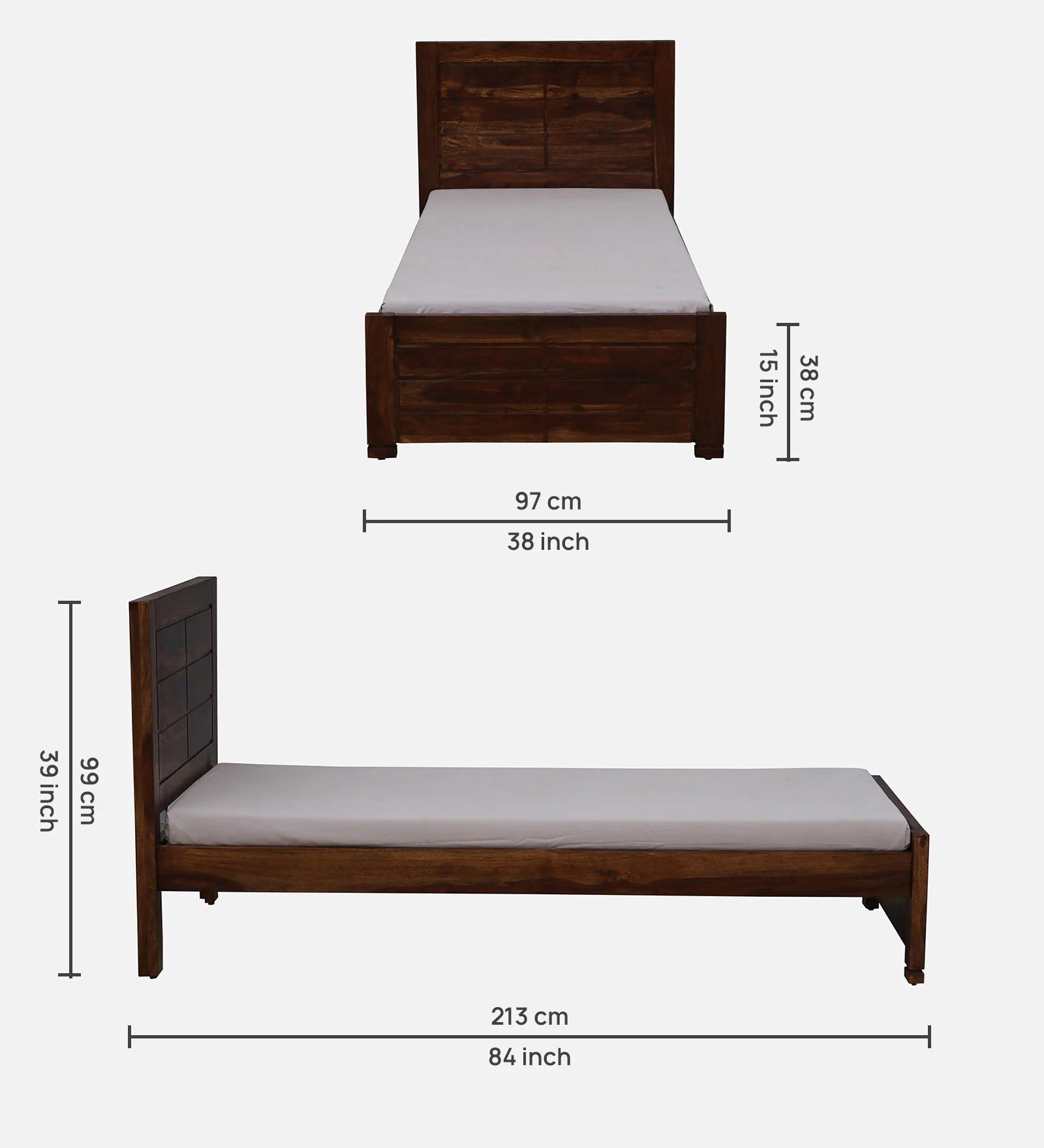 Moscow Solid Wood Single Bed In Provincial Teak Finish By Rajwada - Rajwada Furnish