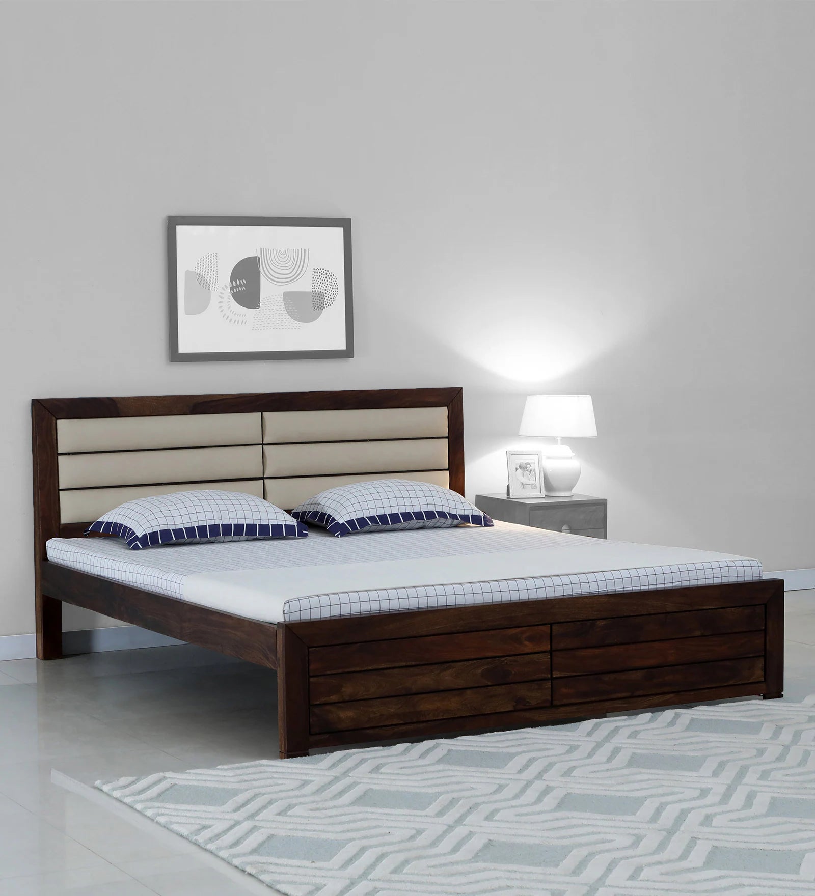 Moscow Solid Wood Queen Size Bed in Provincial Teak Finish by Rajwada - Rajwada Furnish