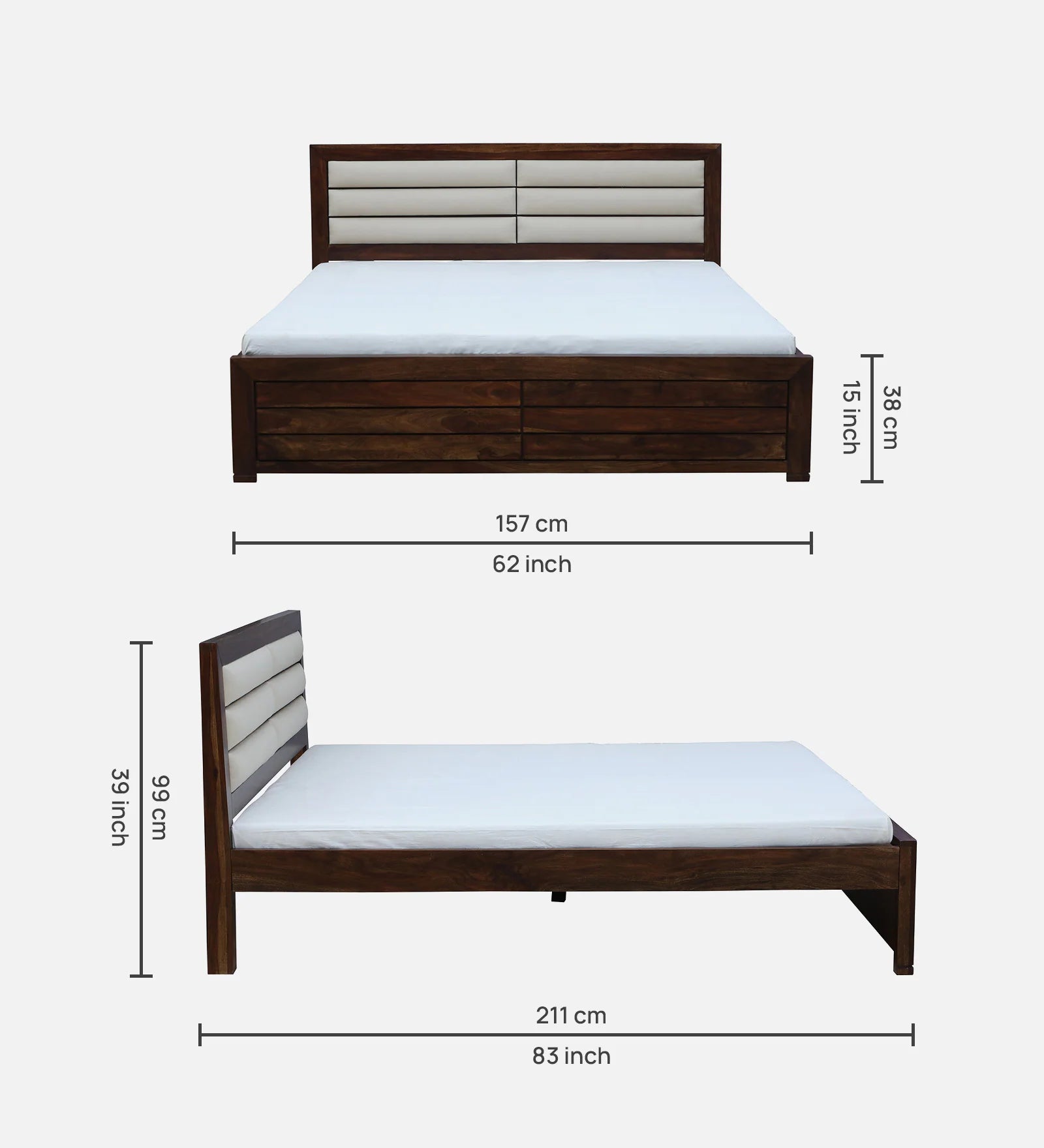 Moscow Solid Wood Queen Size Bed in Provincial Teak Finish by Rajwada - Rajwada Furnish