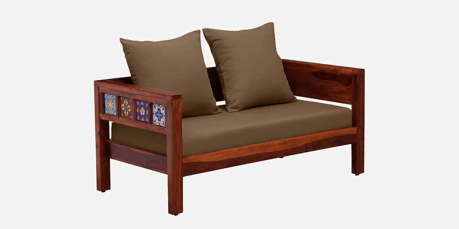 Anamika Sheesham Wood 2 Seater Sofa In Honey Oak Finish by Rajwada - Rajwada Furnish