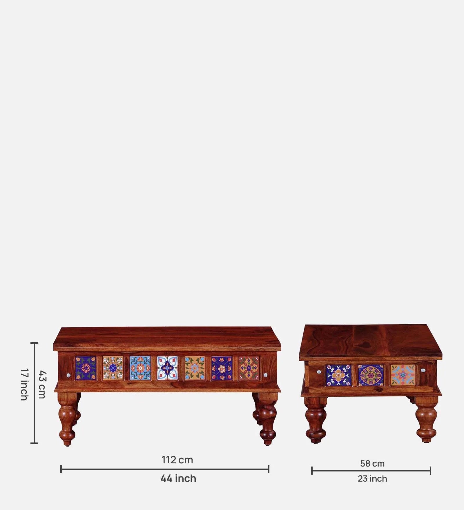 Anamika Sheesham Wood Large Coffee Table In Honey Oak Finish by Rajwada - Rajwada Furnish