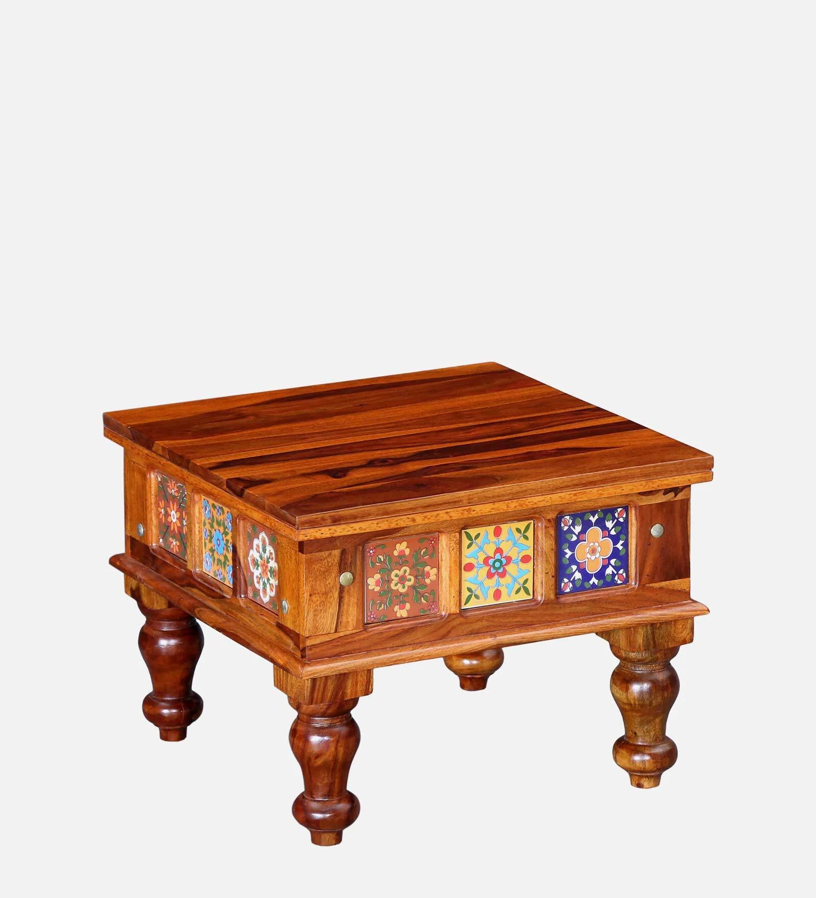 Anamika Sheesham Wood Coffee Table In Honey Oak Finish by Rajwada - Rajwada Furnish