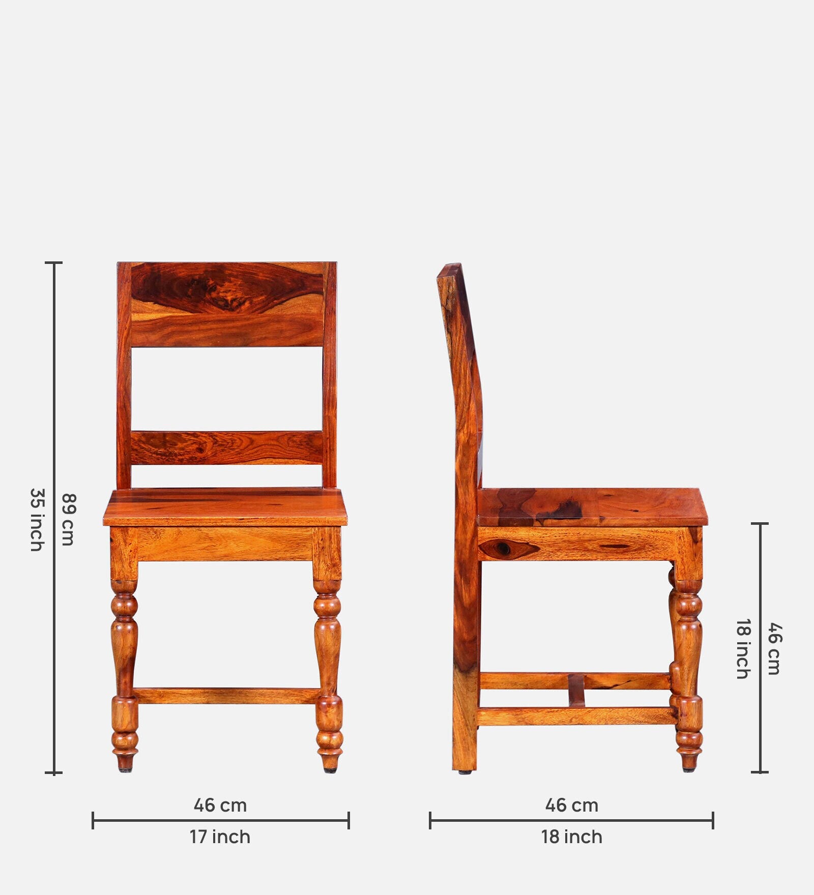 Anamika Sheesham Wood Dining Chair In Honey Oak (Set Of 2) By Rajwada - Rajwada Furnish