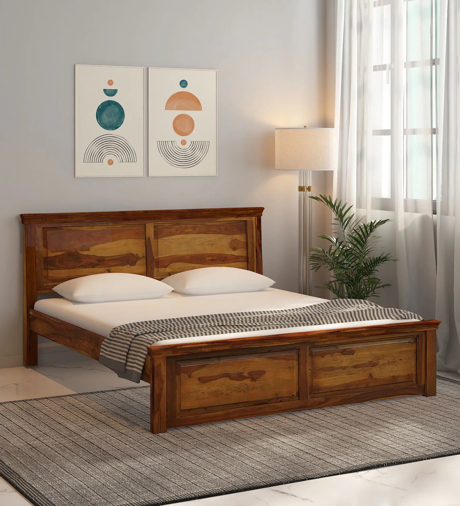 Vandena Solid Wood Bed In Provincial Teak Finish By Rajwada - Rajwada Furnish