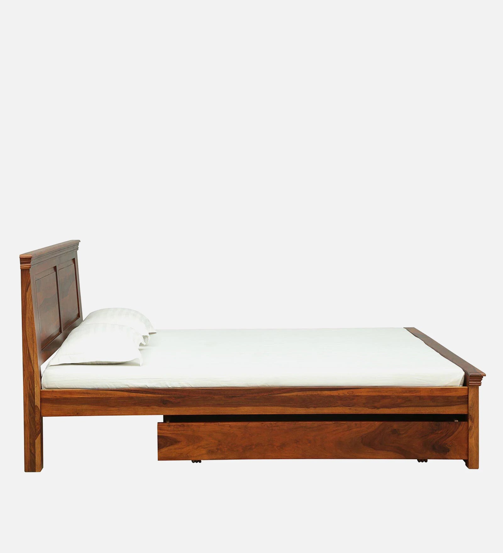 vandena Solid Wood Queen Size Bed With Drawer Storage In Honey Oak Finish By Rajwada - Rajwada Furnish