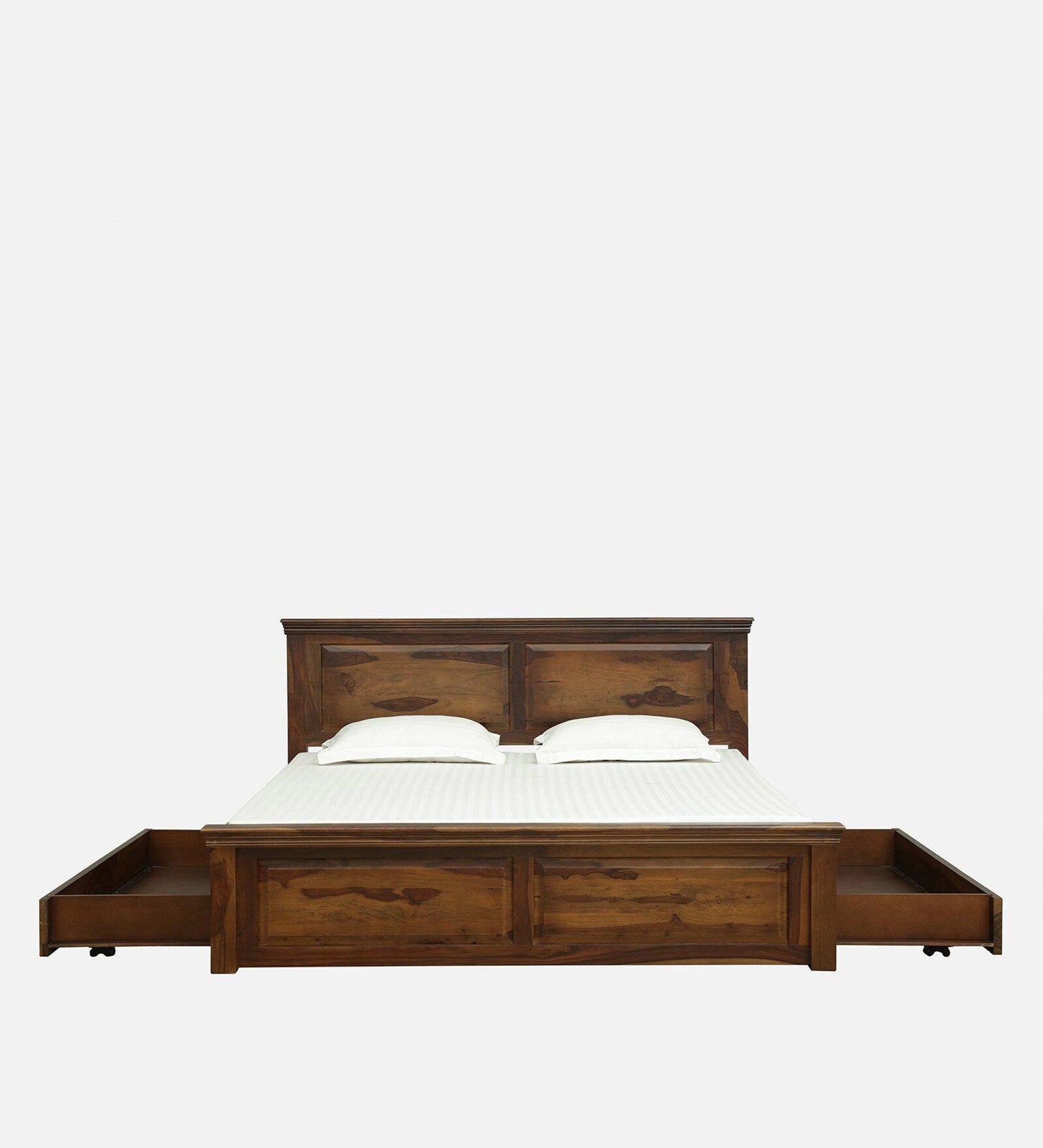 Vandena Solid Wood Queen Size Bed With Drawer Storage In Provincial Teak Finish By Rajwada - Rajwada Furnish