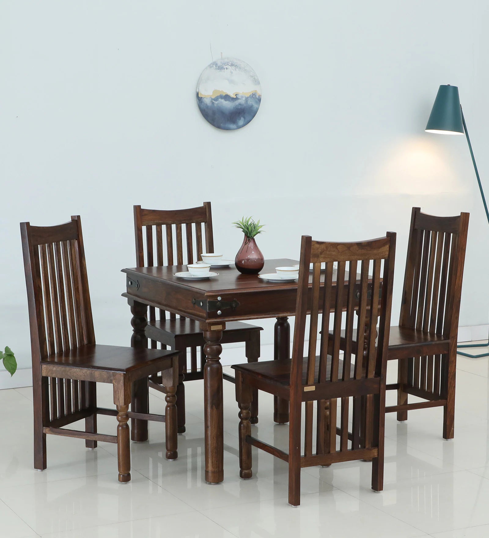 Samrita Solid Wood 4 Seater Dining Set In Provincial Teak Finish By Rajwada - Rajwada Furnish