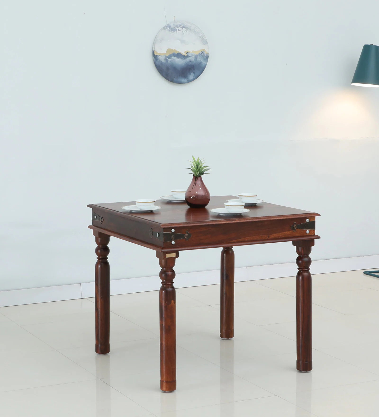 Samrita Solid Wood 4 Seater Dining Table In Honey Oak Finish By Rajwada - Rajwada Furnish