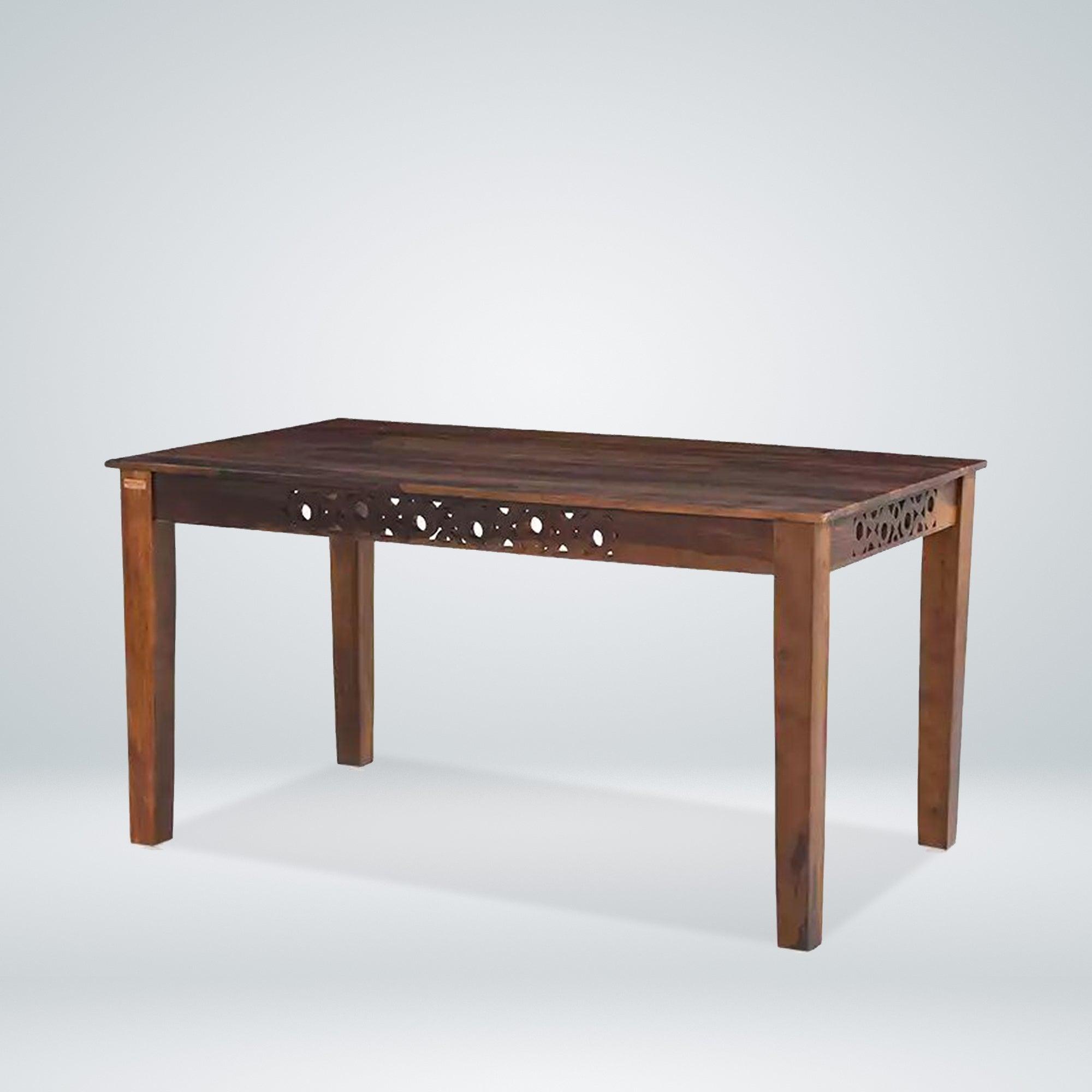 Oro Wooden 6 Seater Dining Table Set in Teak Finish - Rajwada Furnish