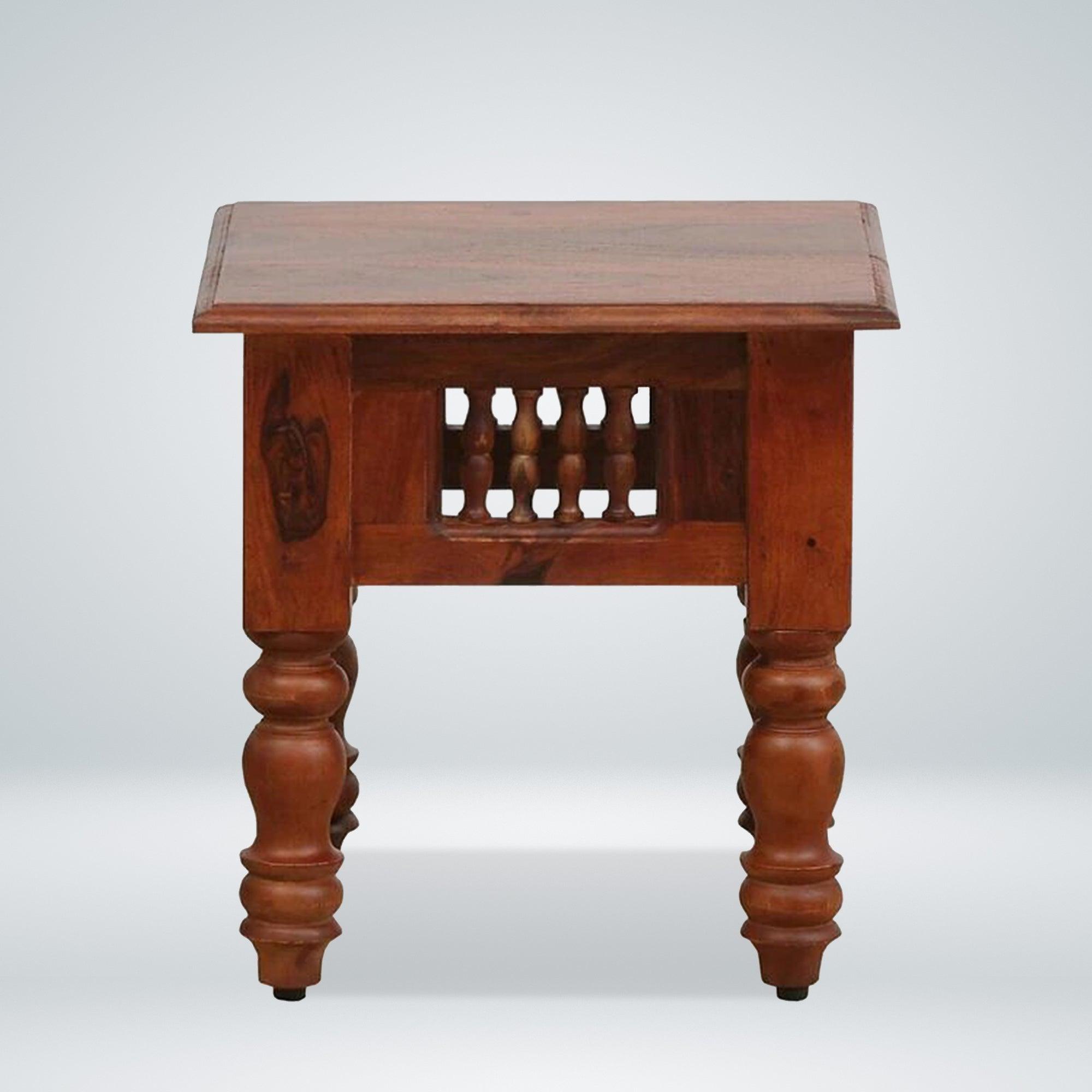 Deventi Bedside Table for Bedroom in Honey Finish - Rajwada Furnish