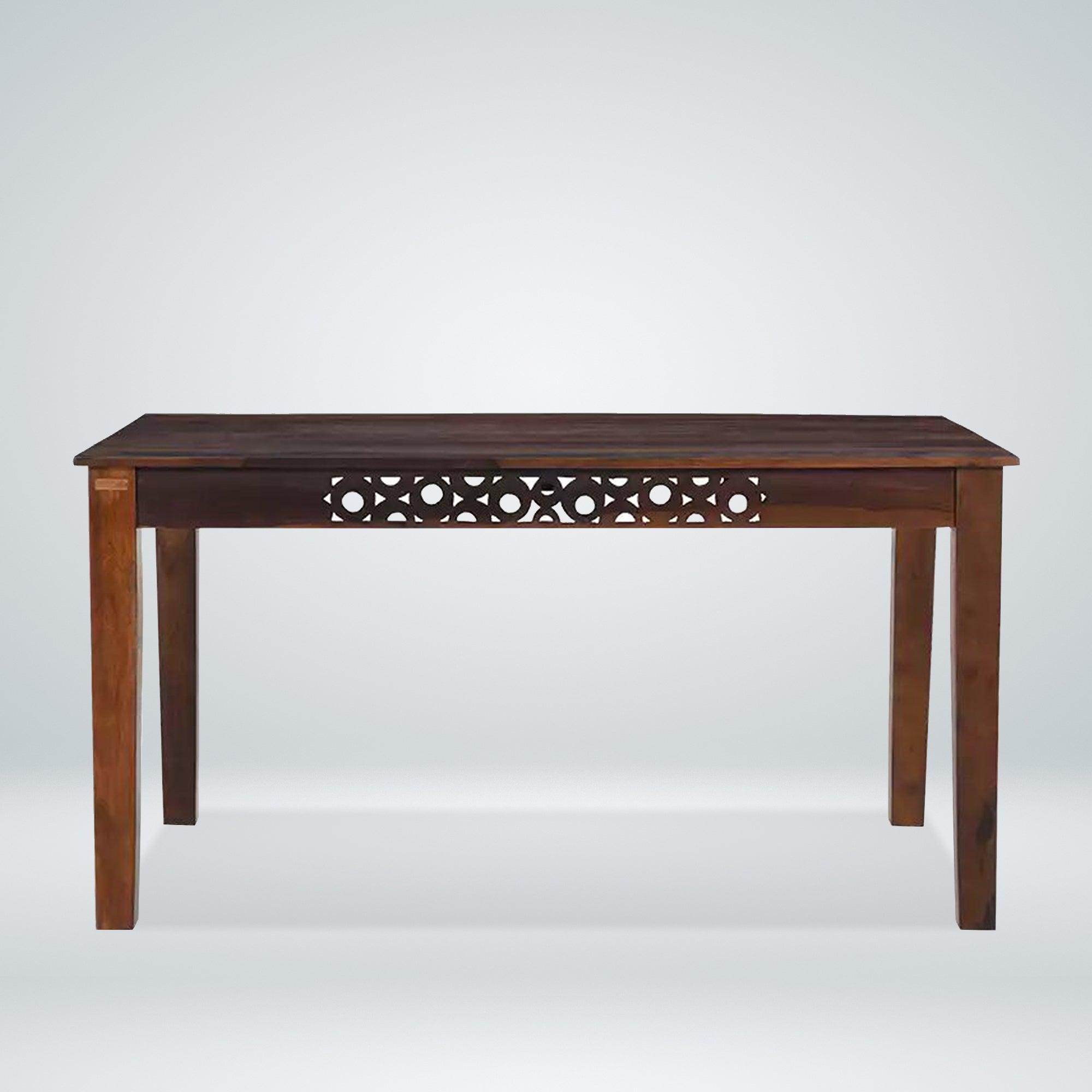 Oro Wooden 6 Seater Dining Table Set in Teak Finish - Rajwada Furnish