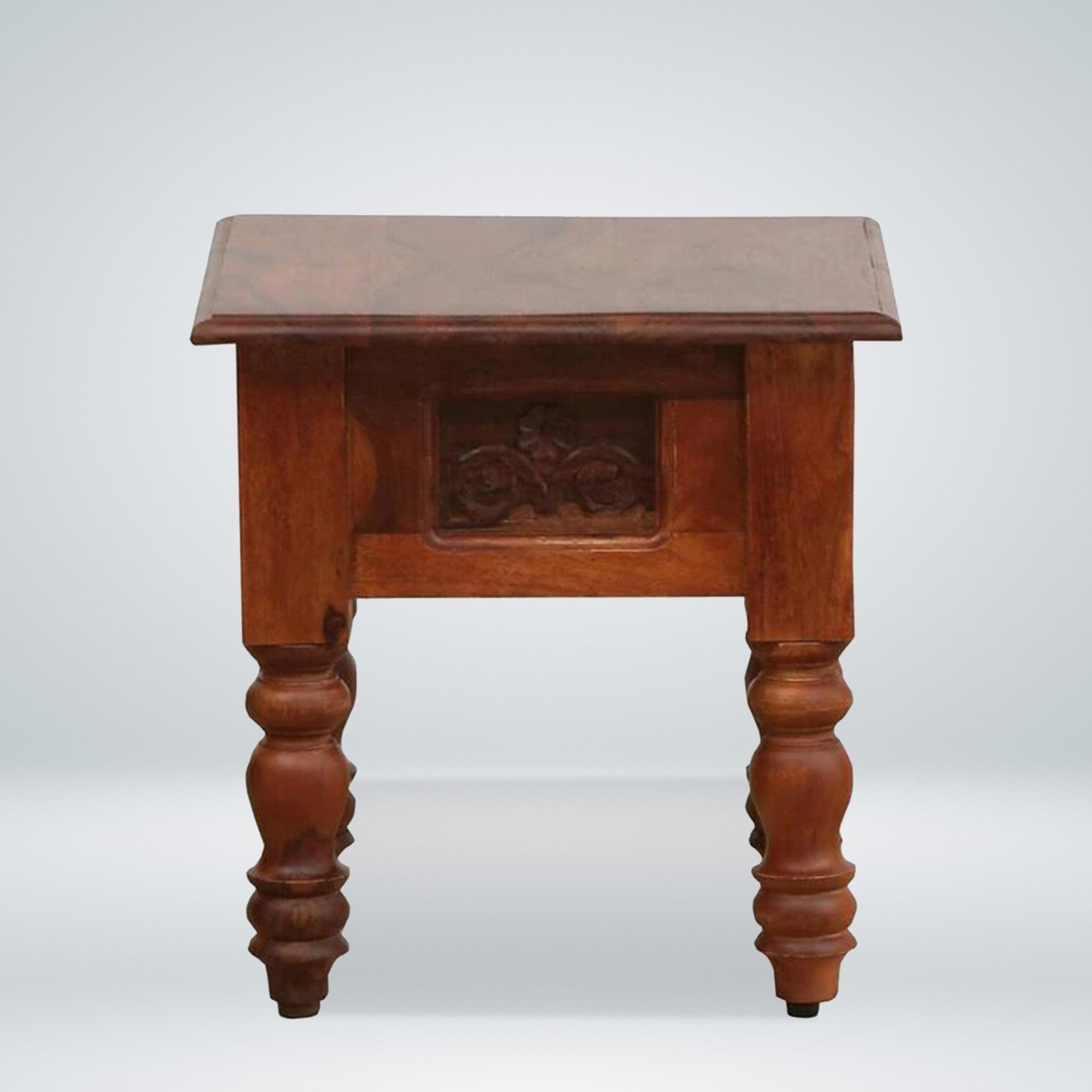 Deventi Bedside Table for Bedroom in Honey Finish - Rajwada Furnish