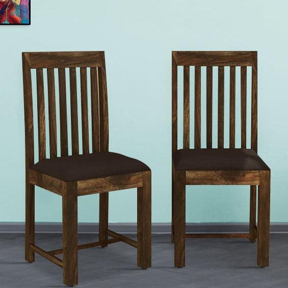 Peater Wooden Dining Chairs Set of 2 in Teak Finish - Rajwada Furnish