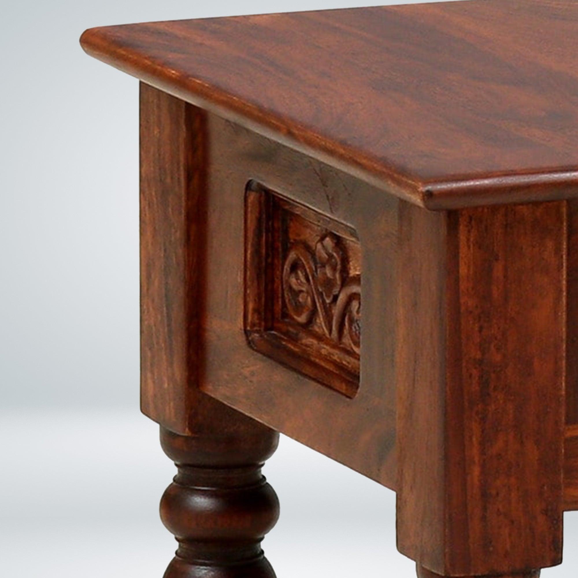 Deventi Bedside Table for Bedroom in Honey Finish - Rajwada Furnish