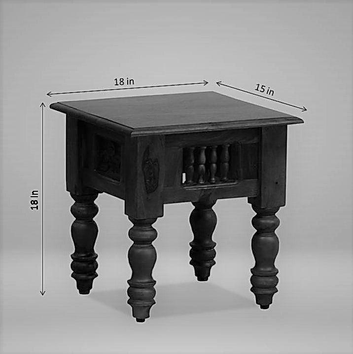 Deventi Bedside Table for Bedroom in Honey Finish - Rajwada Furnish