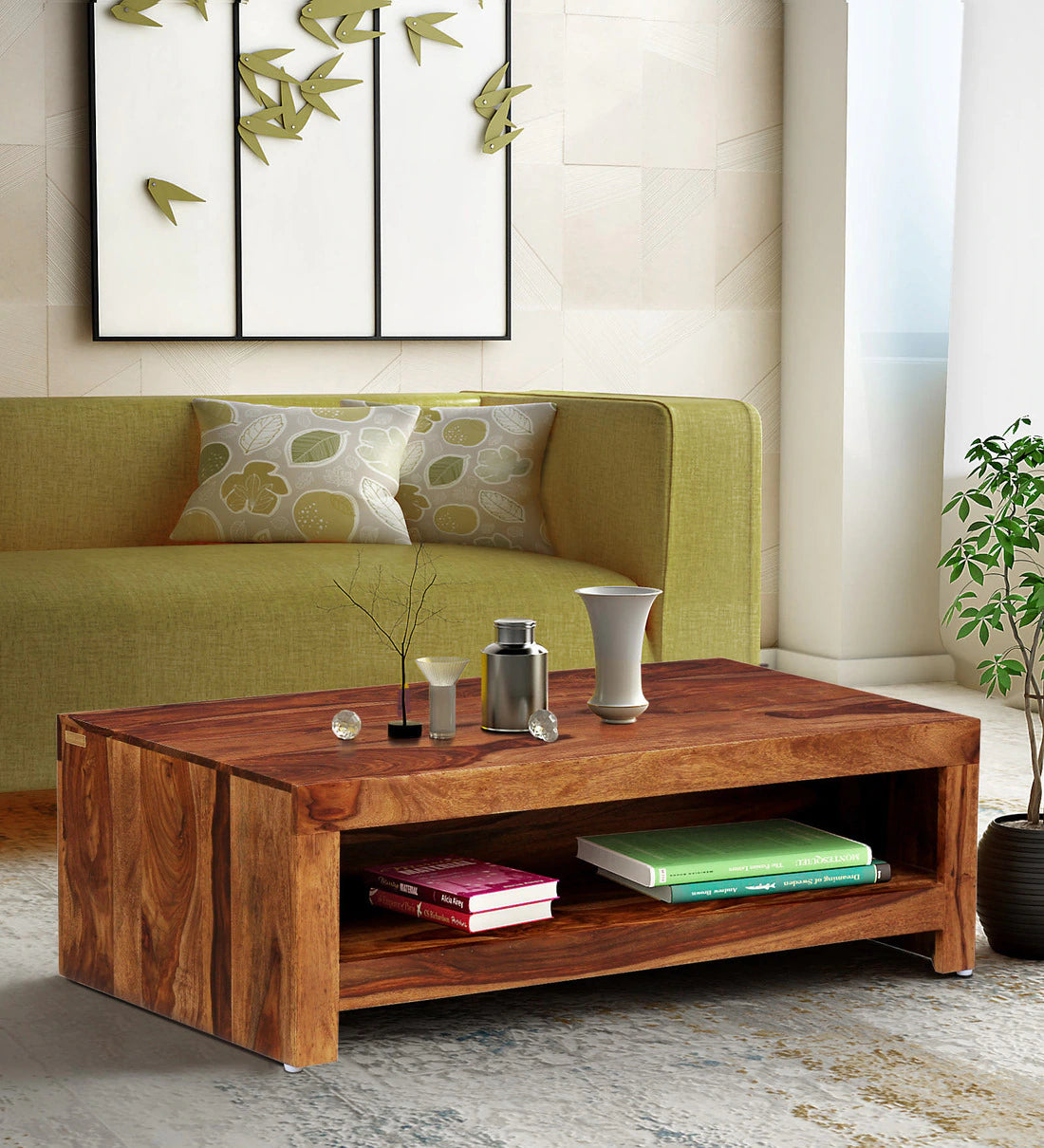 Acro Coffee Table Rectangle Center Table Wooden For Living Room - Rajwada Furnish