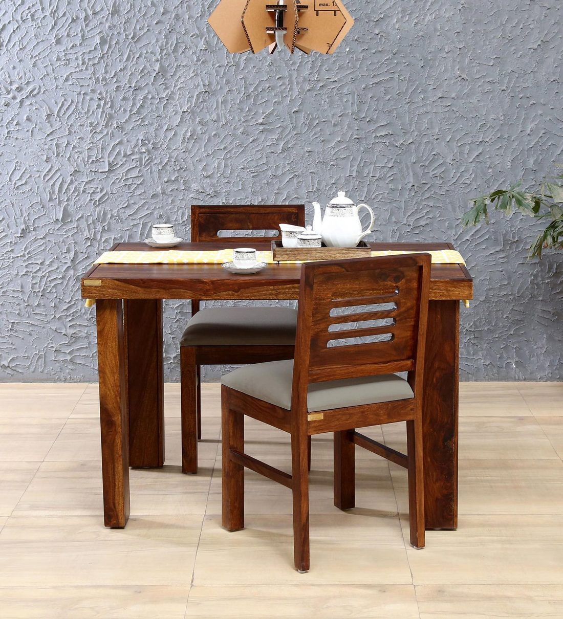 Acro Solid Wood Cushioned 2 Seater Dining Set For Dining Room - Rajwada Furnish