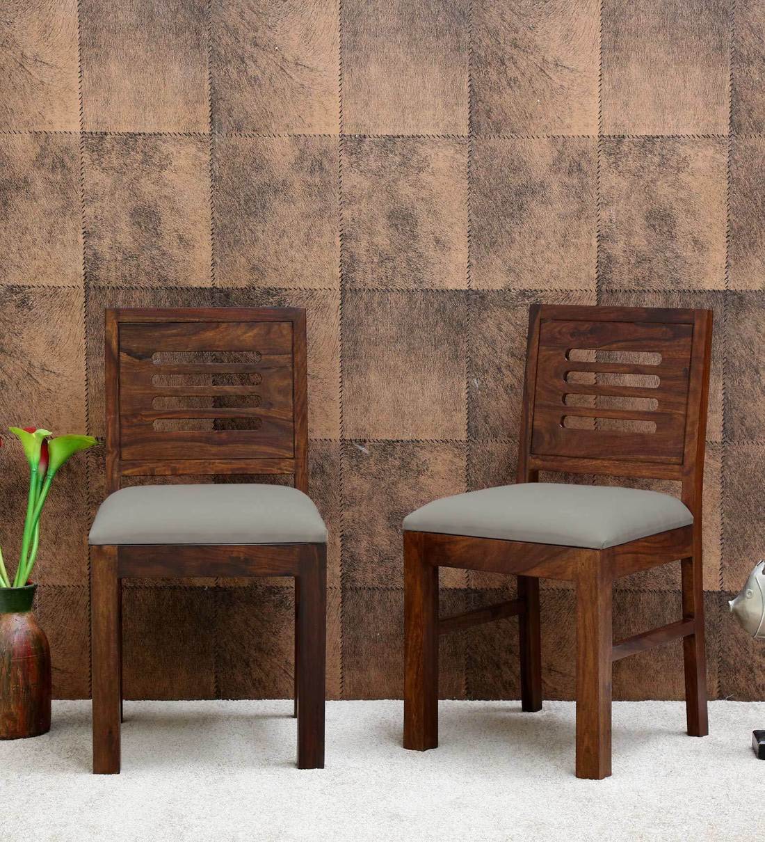 Acro Wooden Cushioned Dining Chairs Set of 2 For Dining Room - Rajwada Furnish