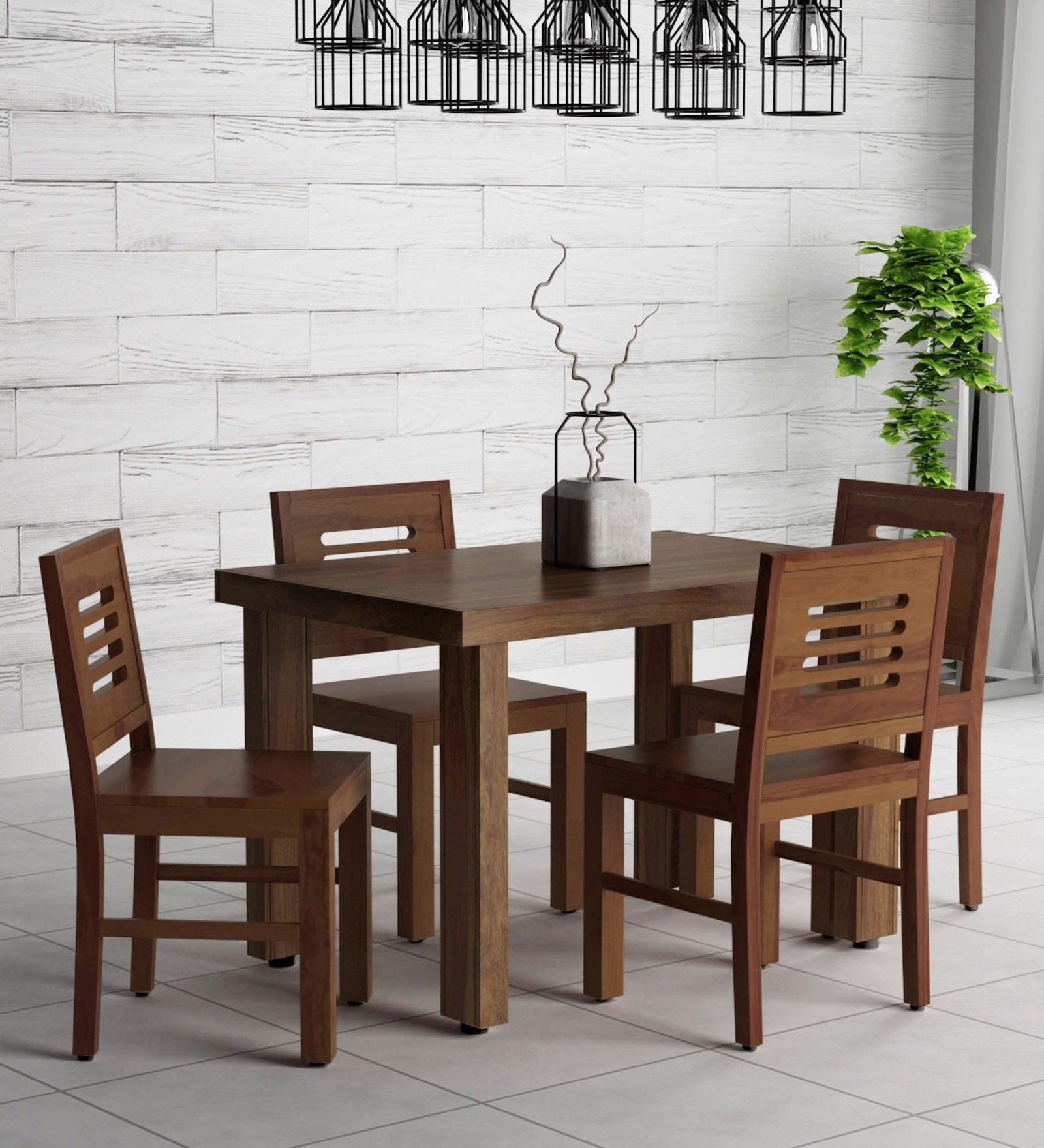 Acro Wooden 4 Seater Dining Table Set for Home Finish - Rajwada Furnish