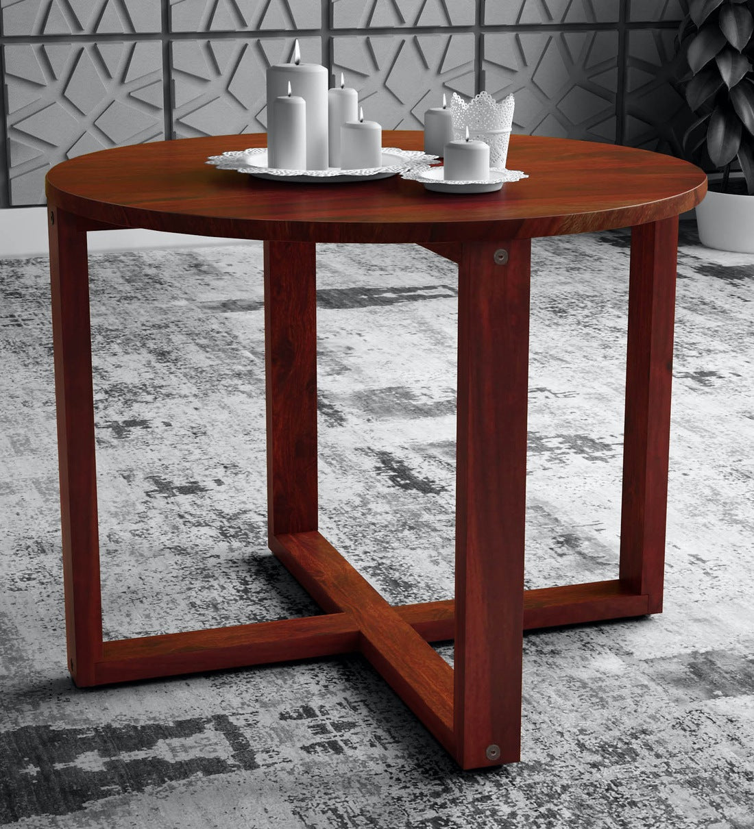 Detro Wooden Center Coffee Table For Living Room in Provincial Teak Finish - Rajwada Furnish