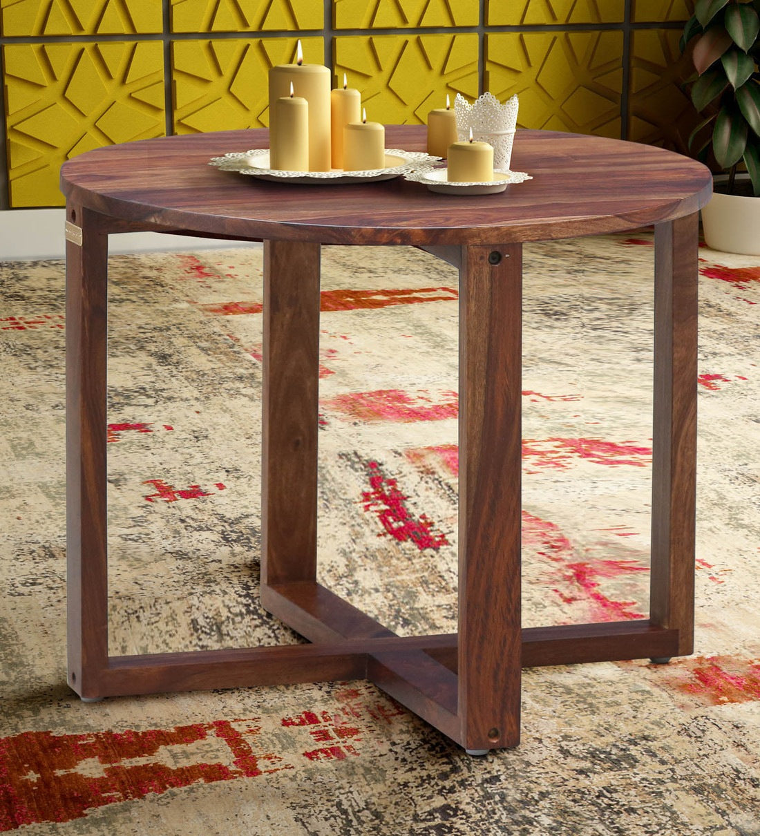 Detro Wooden Center Coffee Table For Living Room in Provincial Teak Finish - Rajwada Furnish