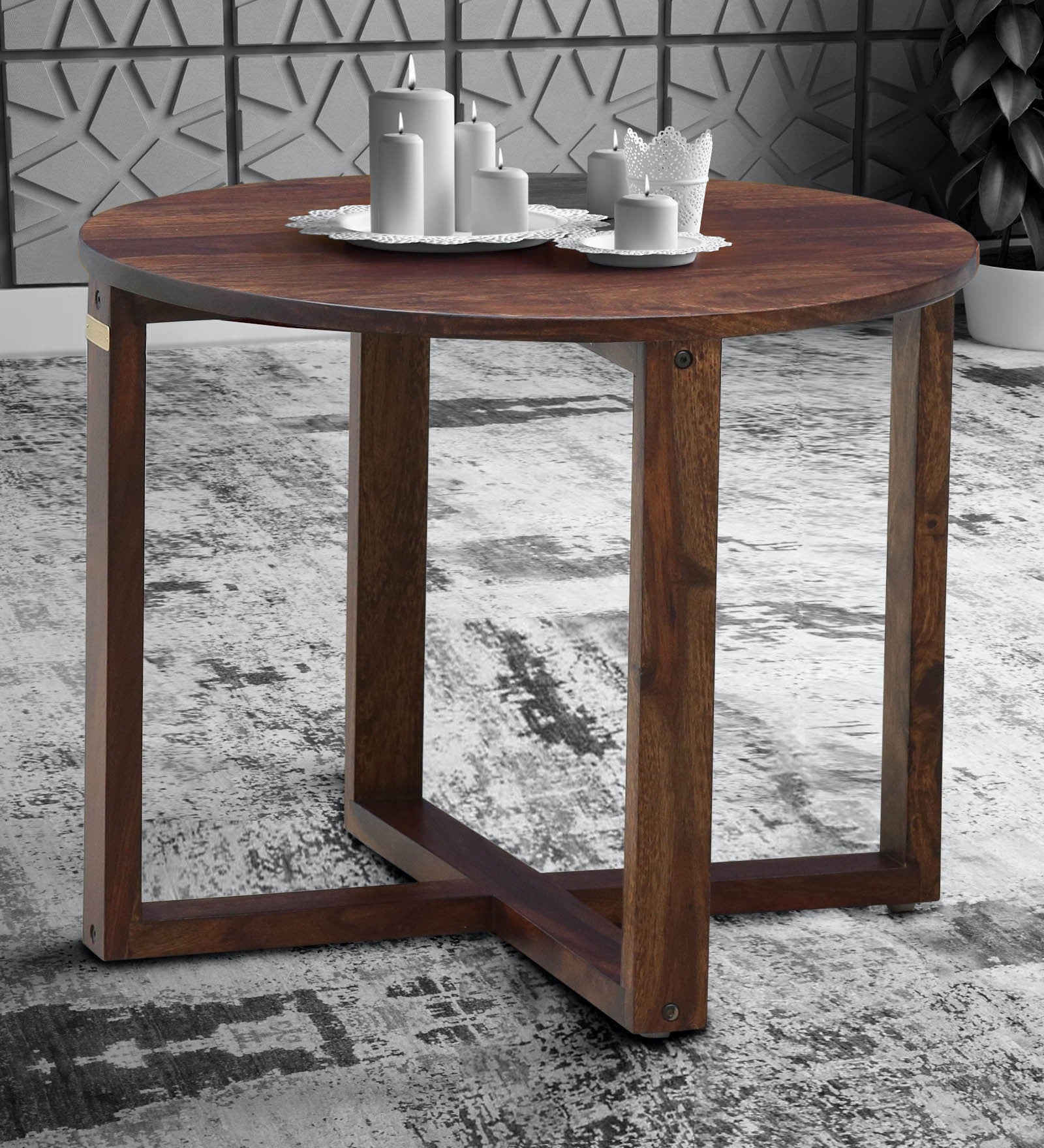 Detro Wooden Center Coffee Table For Living Room in Provincial Teak Finish - Rajwada Furnish