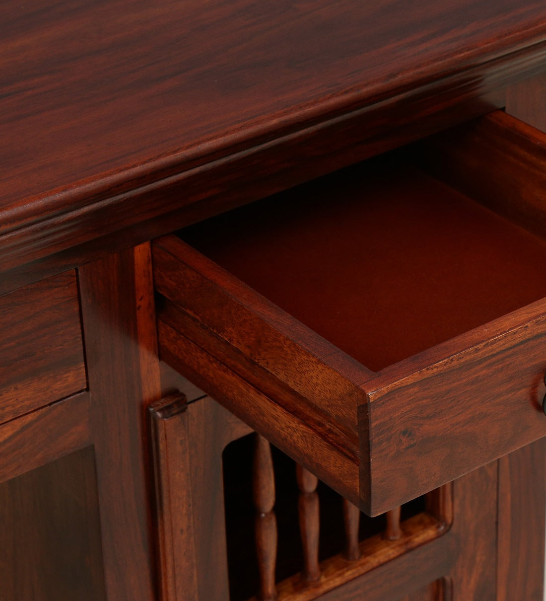 Deventi Traditional Wooden Writing Desk for Students In Honey Oak Finish - Rajwada Furnish