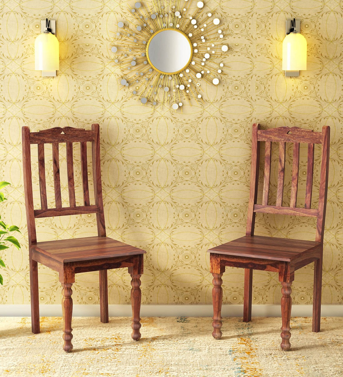 Haveli Solid Wood Dining Chair For Kitchen & Dining Room in Provincial Teak Finish - Rajwada Furnish