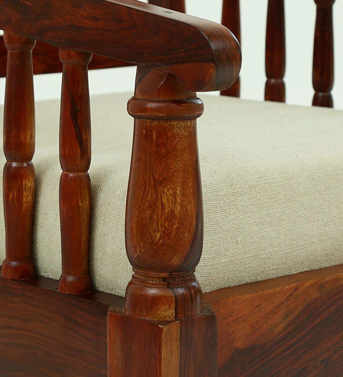 Deventi Wooden Single Seater Sofa for Living Room In Honey Oak Finish - Rajwada Furnish