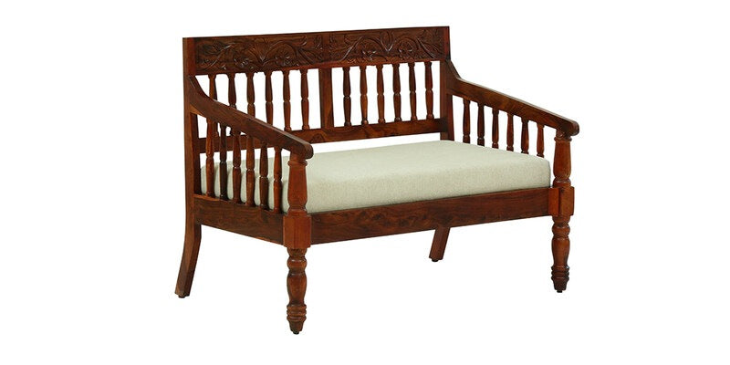 Deventi Solid Wood 2 Seater Sofa for Living Room In Honey Oak Finish - Rajwada Furnish
