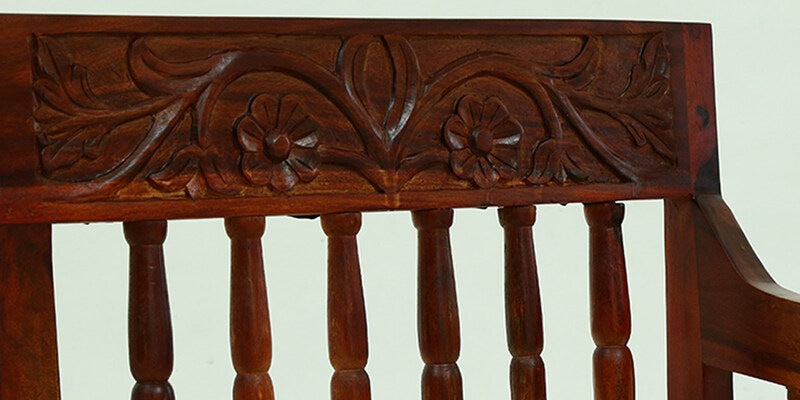 Deventi Solid Wood 2 Seater Sofa for Living Room In Honey Oak Finish - Rajwada Furnish