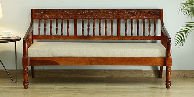 Deventi Wooden 3 Seater Sofa for Living Room In Honey Oak Finish - Rajwada Furnish