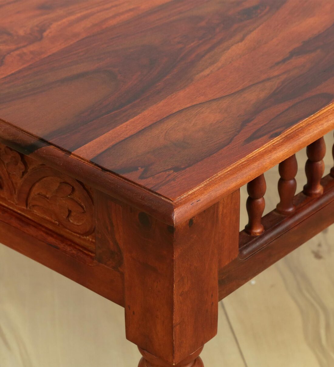 Deventi Solid Wood Coffee Table for Living Room In Honey Oak Finish - Rajwada Furnish