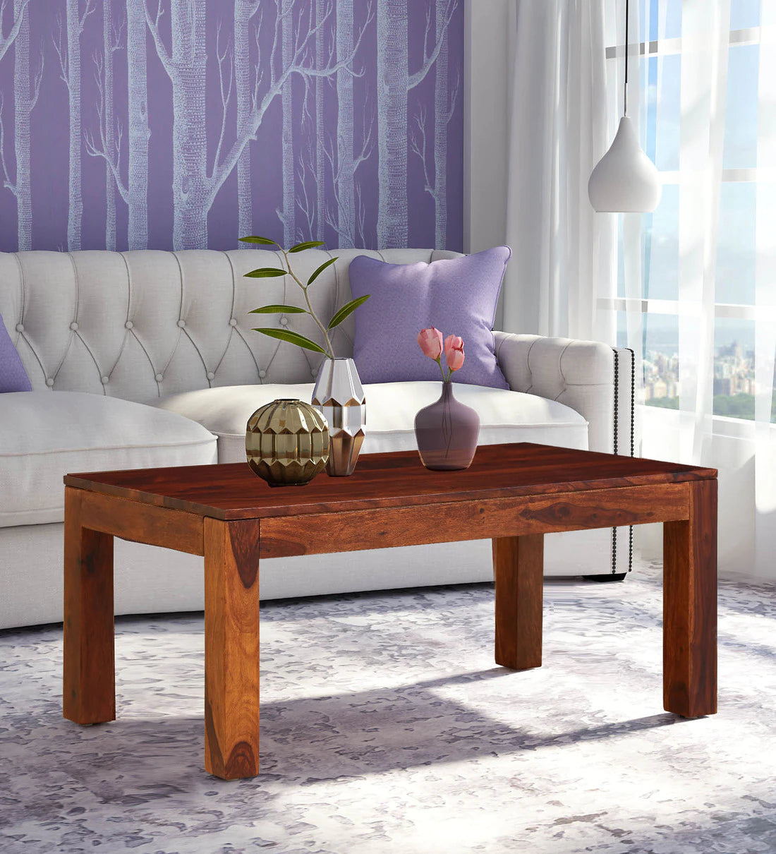 Laca Sheesham Wood Coffee Table For Living Room Finish - Rajwada Furnish