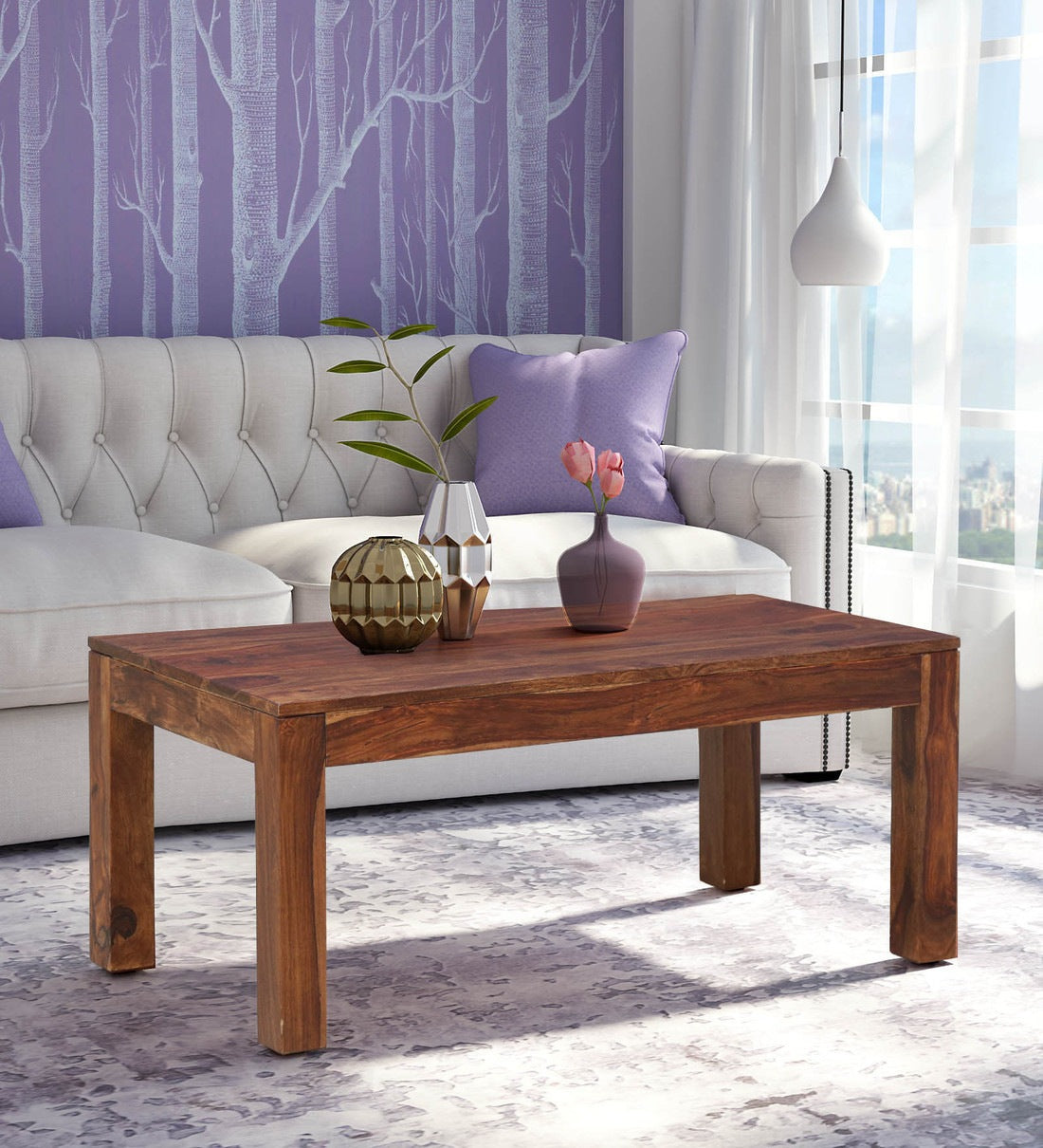 Laca Sheesham Wood Coffee Table For Living Room Finish - Rajwada Furnish