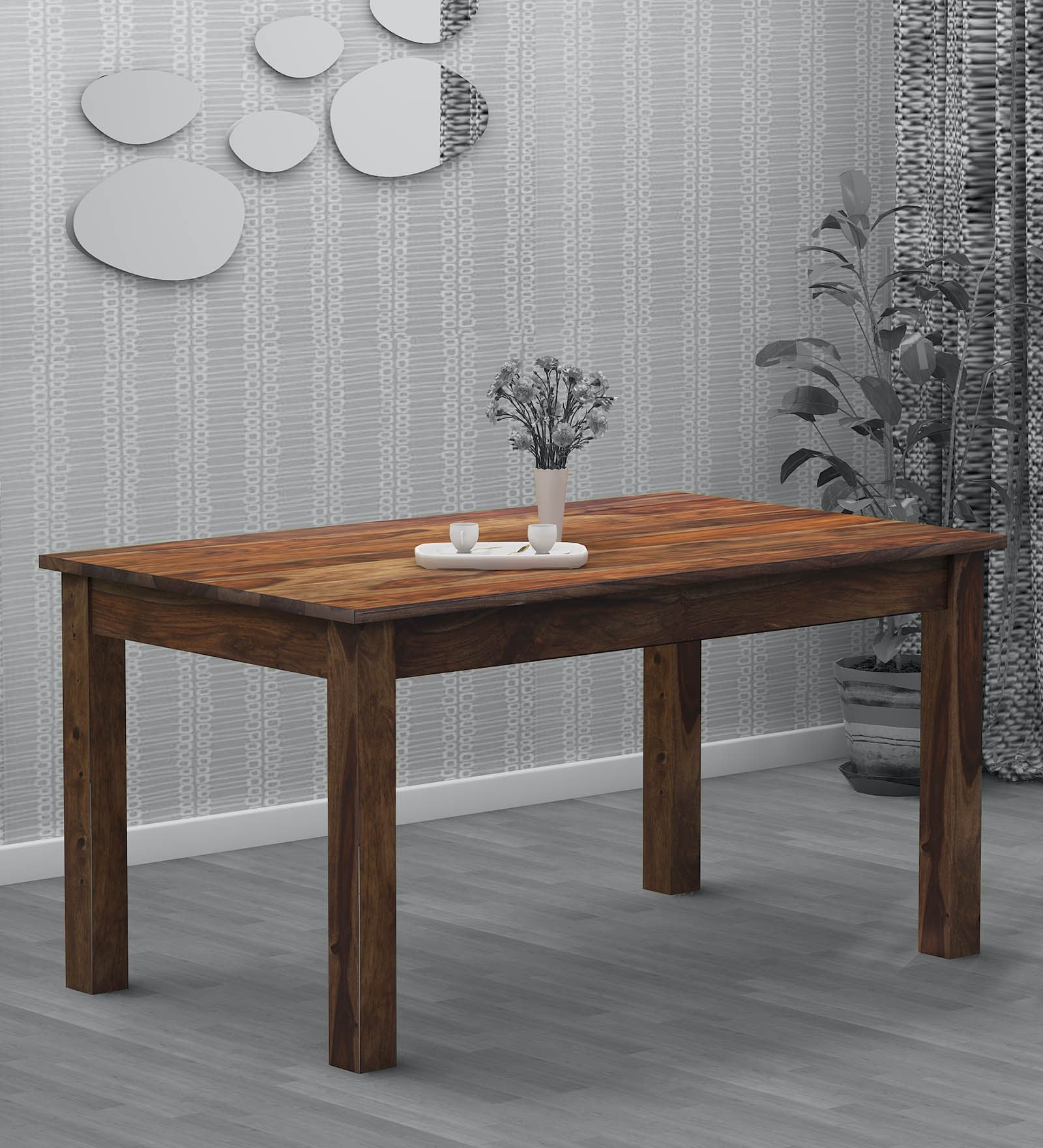 Peter Solid Sheesham Wood Dining Table in Provincial Teak Finish - Rajwada Furnish