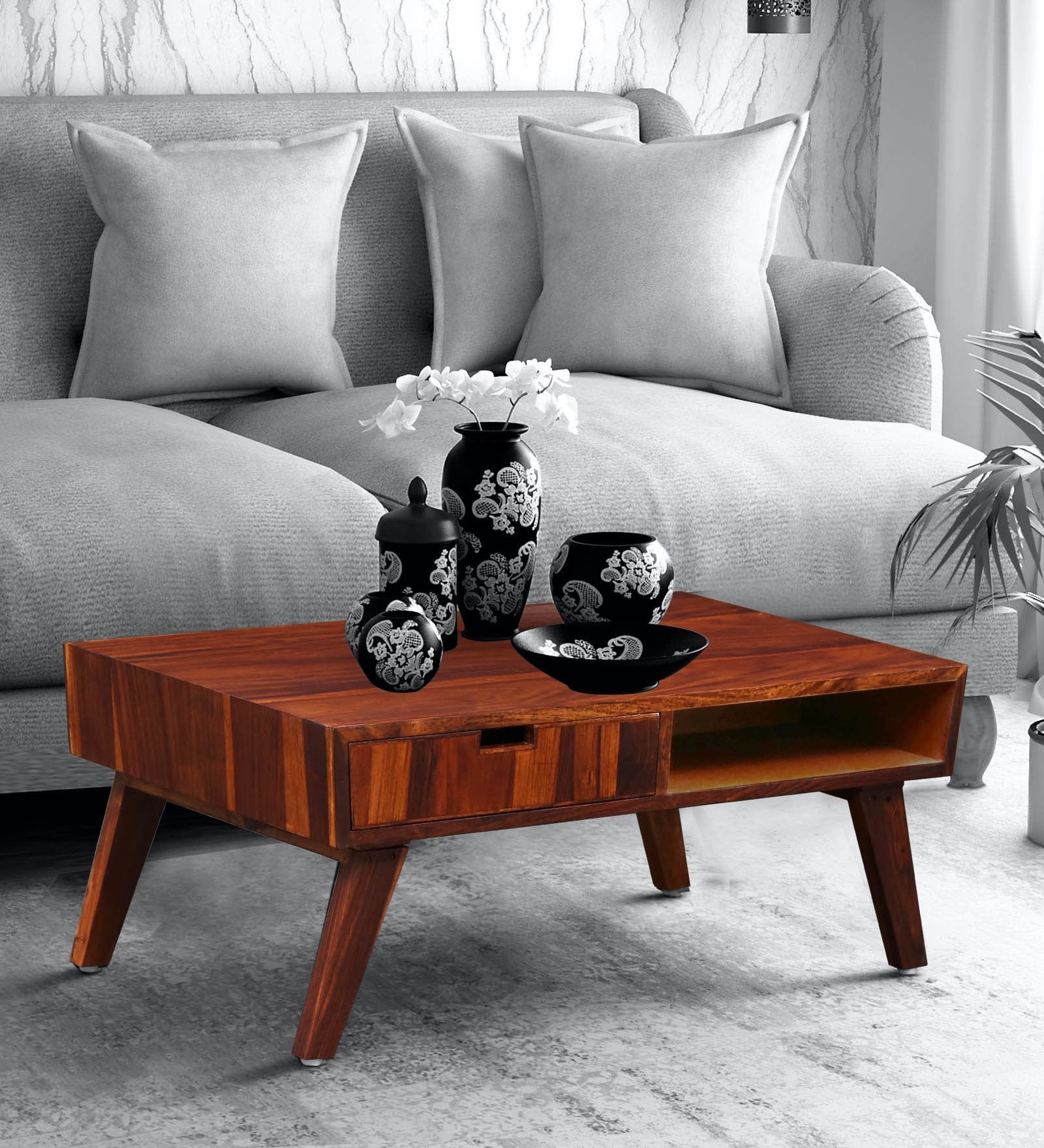 Paloma Solid Wood Coffee Table For Living Room - Rajwada Furnish