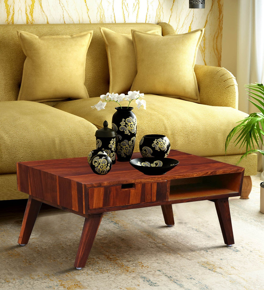 Paloma Solid Wood Coffee Table For Living Room - Rajwada Furnish