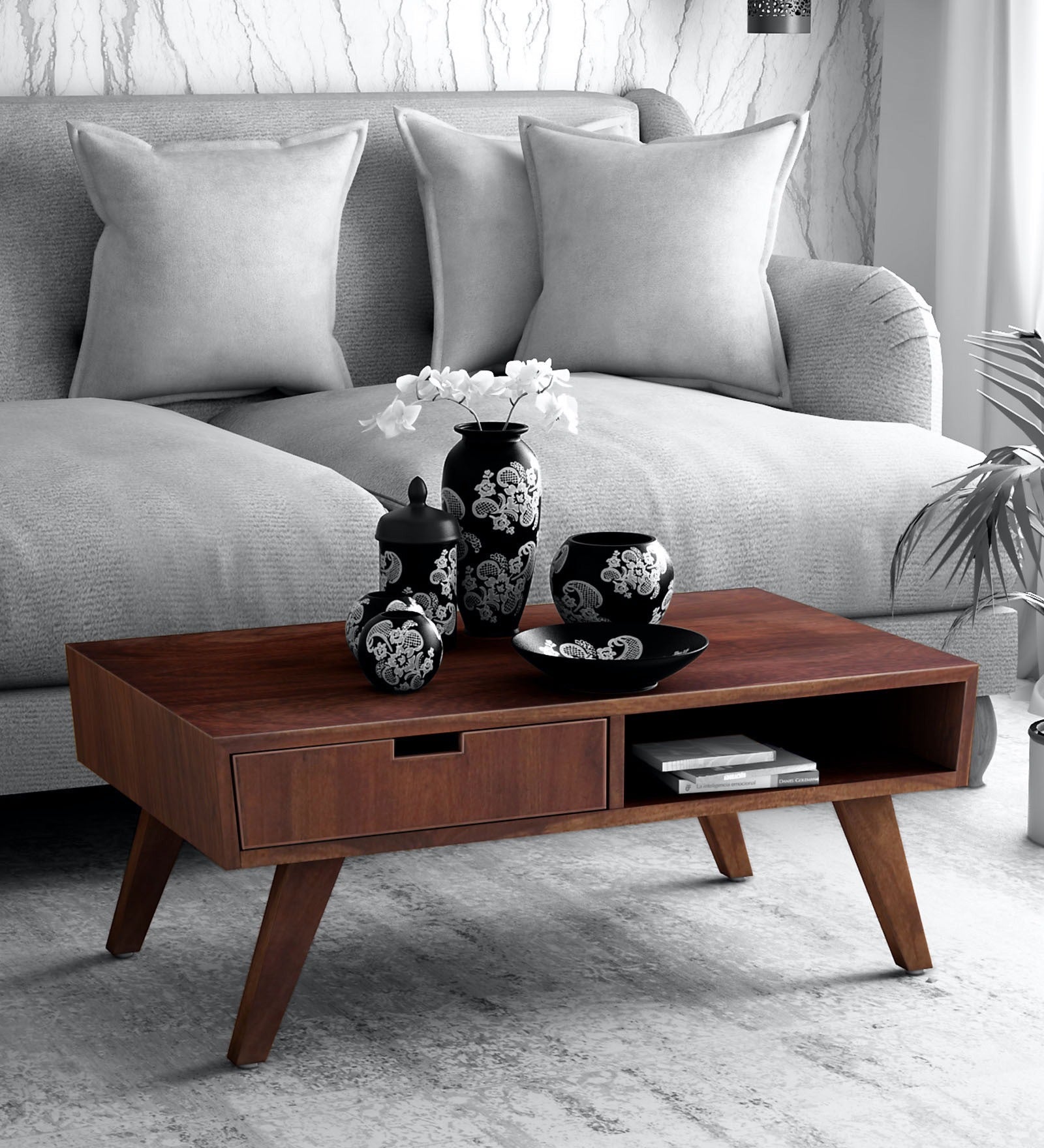 Paloma Solid Wood Coffee Table For Living Room - Rajwada Furnish