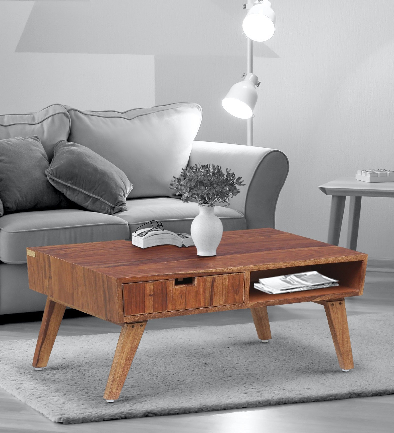 Paloma Solid Wood Coffee Table For Living Room - Rajwada Furnish